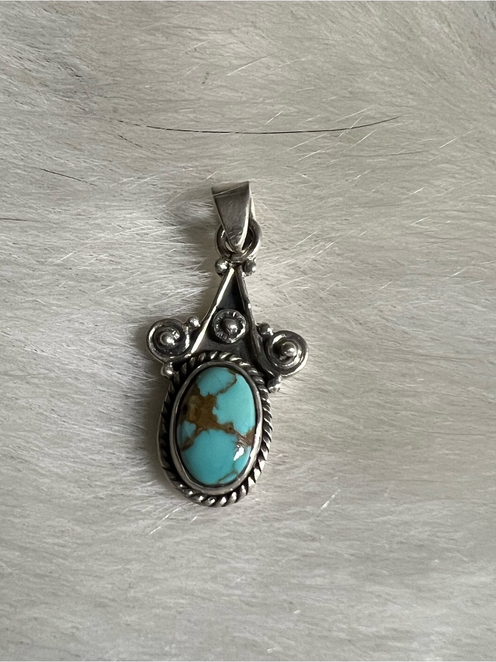 Sterling silver #8 turquoise pendant